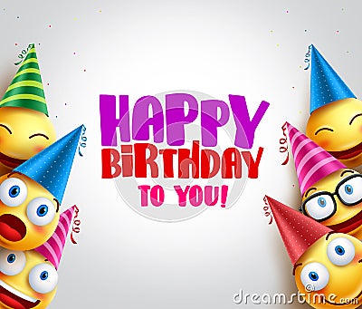 Smileys vector background with happy birthday greeting Vector Illustration