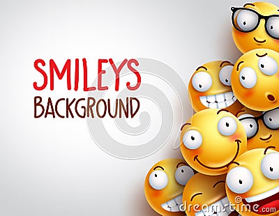 Smileys vector background with yellow funny or happy emoticons Vector Illustration