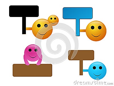 Smilies with signs Cartoon Illustration