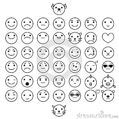 Smilies vector icons. Each grouped. Vector Illustration