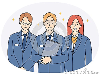 Smiling administration personnel standing together Vector Illustration