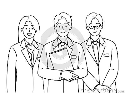 Smiling administration personnel standing together Vector Illustration