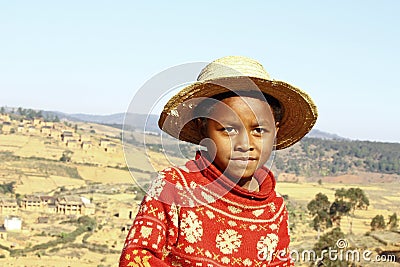 Smiling african boy with hat on head Stock Photo