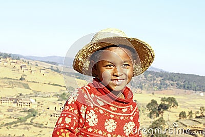 Smiling african boy with hat on head Stock Photo