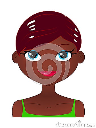 Smiling African Girl With Flat Hair Vector Illustration