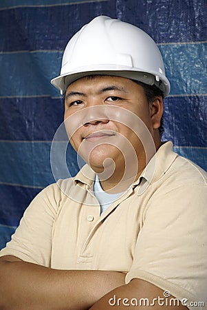 Smiling asian contractor Stock Photo