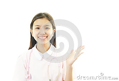 Smiling Asian female nurse Stock Photo