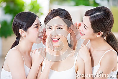 Skin care asian women friend Stock Photo