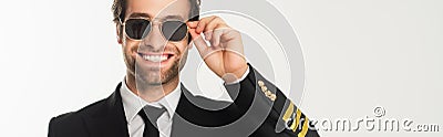 Smiling aviator in sunglasses on Stock Photo