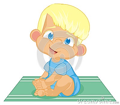 Baby boy in carpet Stock Photo