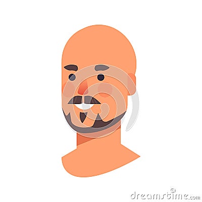 Smiling bald man head avatar beautiful human face male cartoon character portrait Vector Illustration