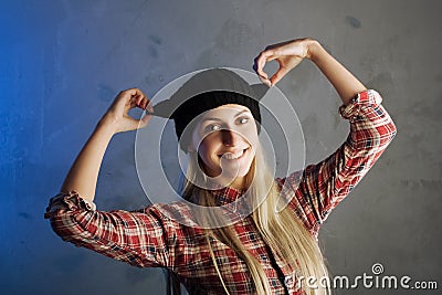 Smiling beautiful catwoman Stock Photo