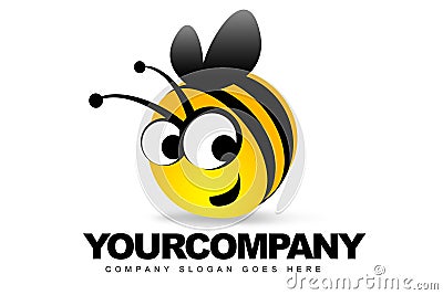 Smiling Bee Logo Cartoon Illustration