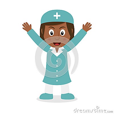 Smiling Black Female Nurse Character Vector Illustration