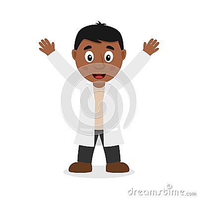 Smiling Black Male Doctor Character Vector Illustration