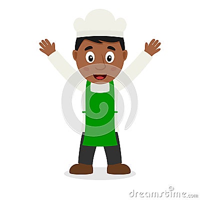 Smiling Black Male Pizza Chef Character Vector Illustration