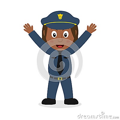 Smiling Black Policewoman Character Vector Illustration