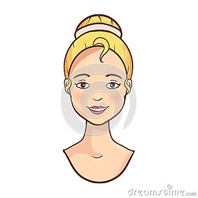 Smiling blonde beautiful young woman face avatar Vector Illustration