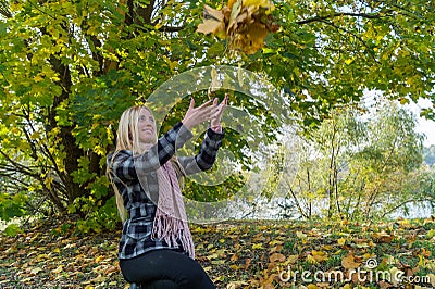 Smiling blonde girl. Portrait of happy cheerful beautiful young Stock Photo