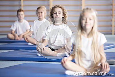 Friends during corrective gymnastics classes Stock Photo