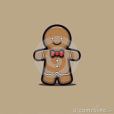 Smiling brown gingerbread man with icing patterns. Stock Photo