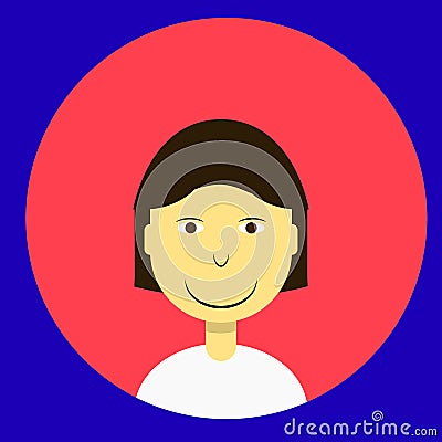 Smiling brown haired girl avatar Vector Illustration