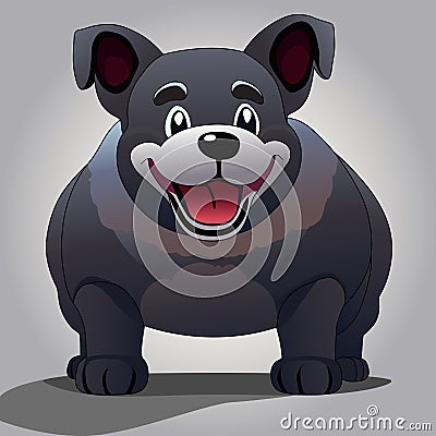 Smiling Bulldog puppy cute cartoon Vector Illustration