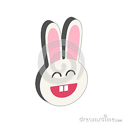 Smiling Bunny symbol. Flat Isometric Icon or Logo. Vector Illustration