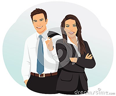 Smiling business people Vector Illustration