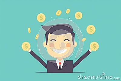 Smiling Businessman with Creative Idea Concept Above the Head - Successful Entrepreneur in Office Stock Photo