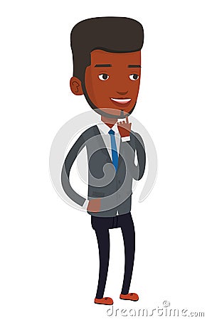 Smiling businessman having business idea. Vector Illustration