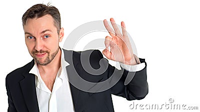 Smiling businessman making alright sign Stock Photo