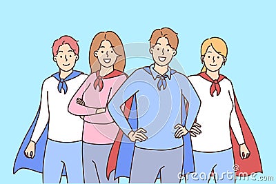 Smiling businesspeople as superheroes Vector Illustration