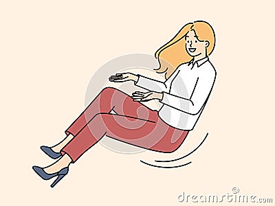 Smiling businesswoman fly in air show deal Vector Illustration