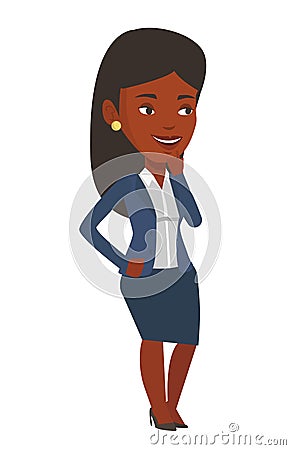 Smiling businesswoman having business idea. Vector Illustration