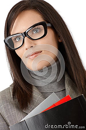 Smiling businesswoman in stylish glasses Stock Photo