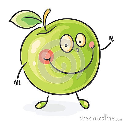 Smiling cartoon apple Vector Illustration