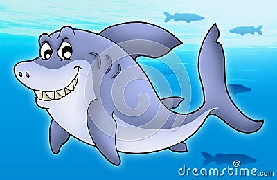 Smiling cartoon shark Cartoon Illustration