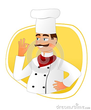 Smiling chef with mustache Vector Illustration