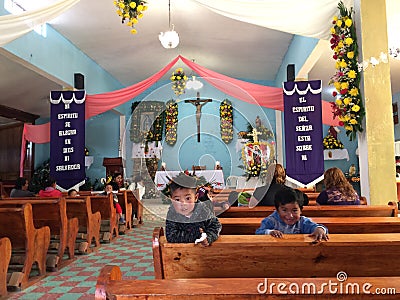 Smiling children at a church in Mexico Editorial Stock Photo