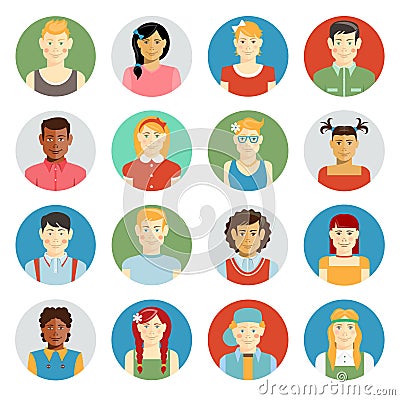 Smiling children vector avatar set Vector Illustration