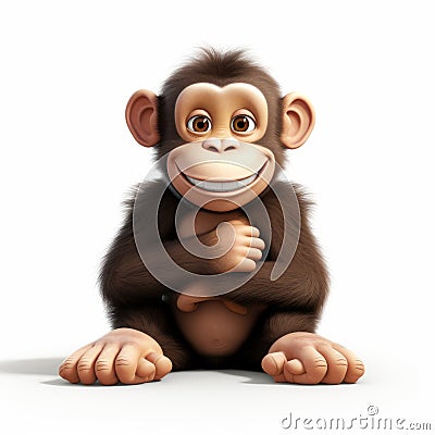 Smiling Chimpanzee 3d Animation In Pixar Style Cartoon Illustration