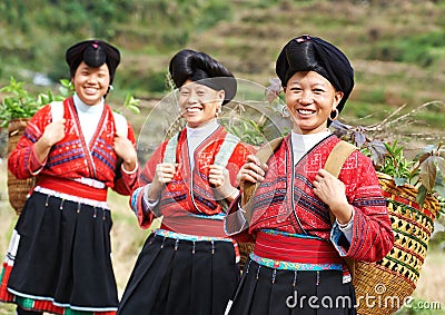 Smiling chinese minority woman Yao Stock Photo