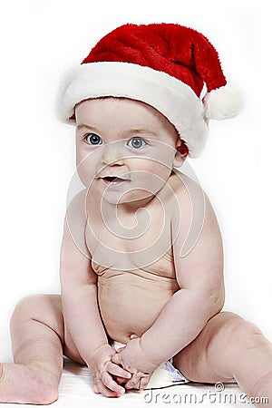 Smiling Christmas baby Stock Photo