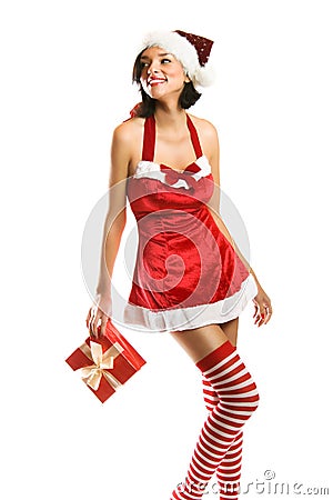 Smiling Christmas woman Stock Photo