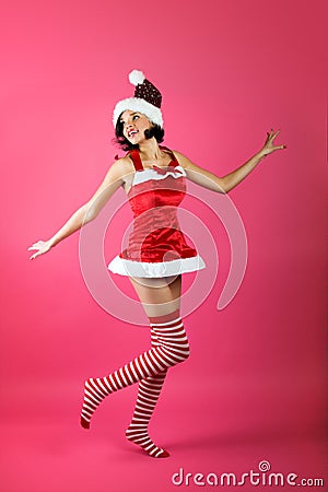 Smiling Christmas woman Stock Photo