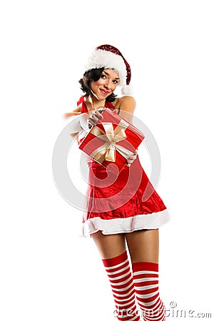 Smiling Christmas woman Stock Photo