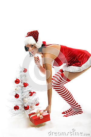 Smiling Christmas woman Stock Photo