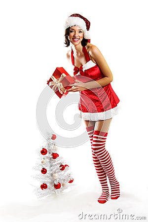 Smiling Christmas woman Stock Photo