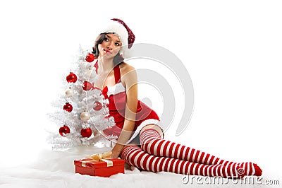 Smiling Christmas woman Stock Photo
